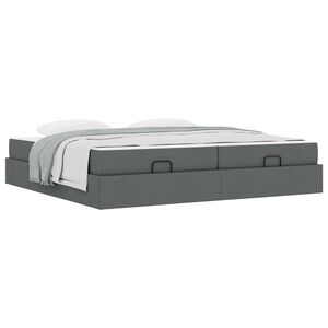 vidaXL Cadre de lit avec matelas avec matelas 2 pcs Gris Fonc&eacute; tissu