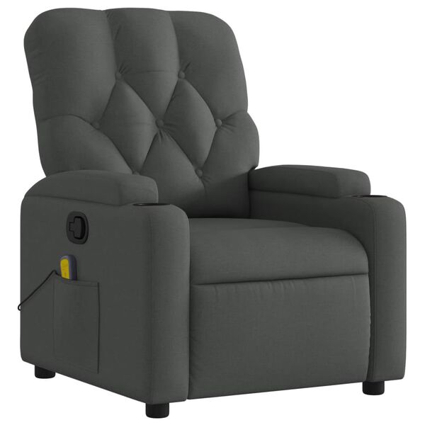 vidaXL Fauteuil inclinable de massage gris fonc&eacute; tissu