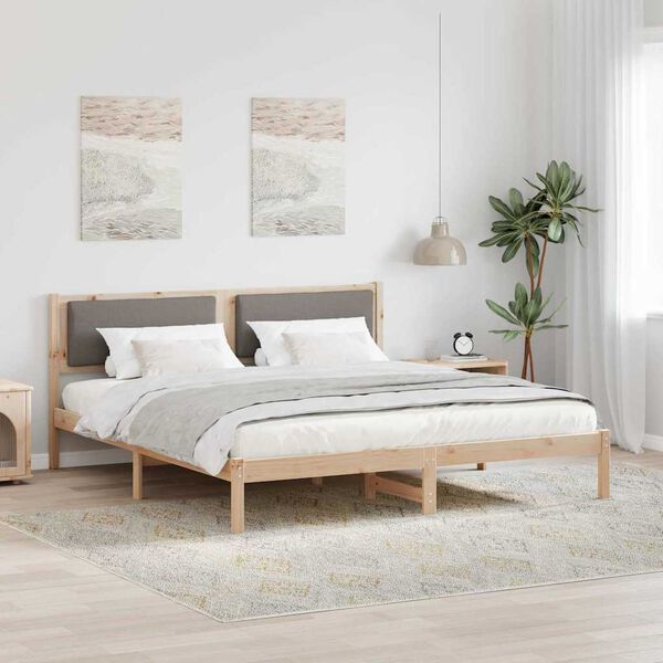 vidaXL Cadre de lit avec t&ecirc;te de lit Taupe 180 x 200 cm Pin massif