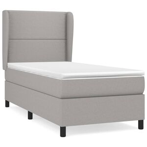 vidaXL Sommier &agrave; lattes de lit avec matelas Gris clair 90x200 cm Tissu