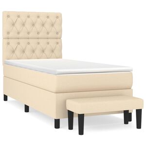 vidaXL Sommier &agrave; lattes de lit avec matelas Cr&egrave;me 80x200 cm Tissu