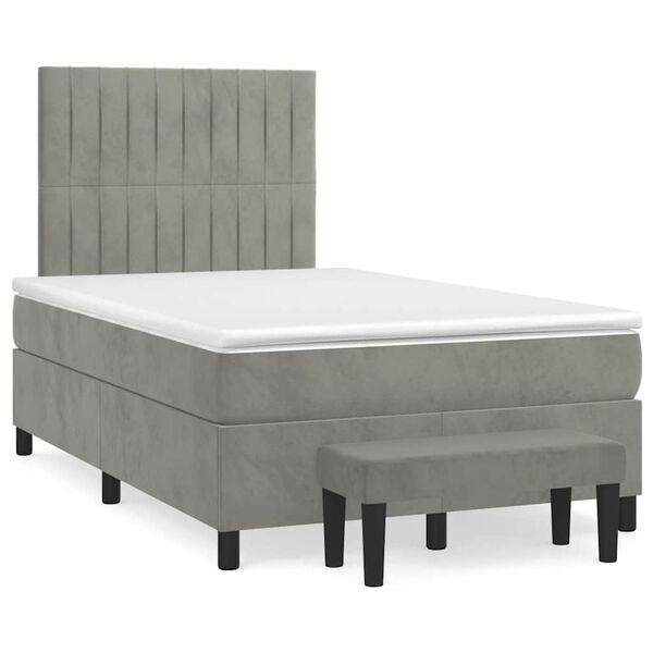vidaXL Sommier &agrave; lattes de lit et matelas gris clair 120x190cm velours