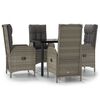 vidaXL Ensemble &agrave; manger de jardin coussins 5 pcs noir et gris