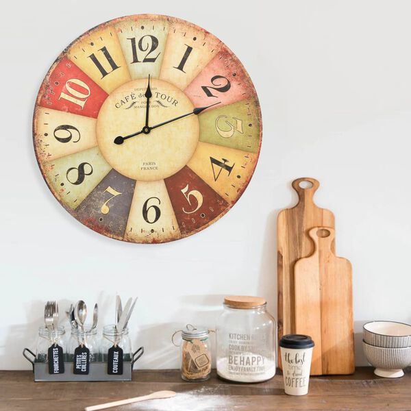 vidaXL Horloge murale vintage Color&eacute;e 60 cm