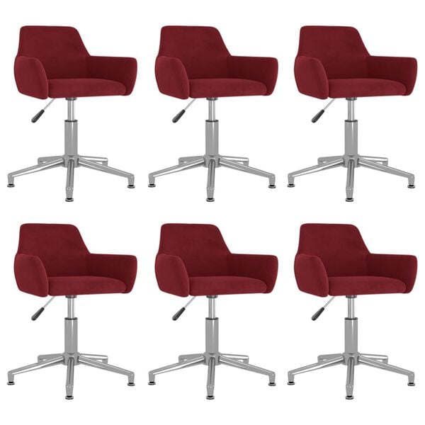 vidaXL Chaises pivotantes &agrave; manger lot de 6 Rouge bordeaux Velours