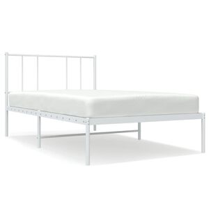 vidaXL Cadre de lit m&eacute;tal sans matelas avec t&ecirc;te de lit blanc 90x190cm