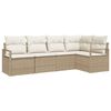 vidaXL Ensemble de canap&eacute; de jardin 5 pc Beige et blanc polyrotin