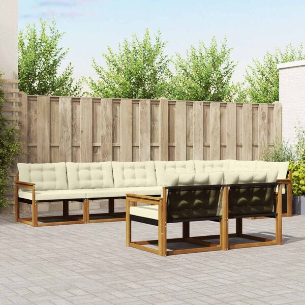vidaXL Ensemble de canap&eacute;s d'ext&eacute;rieur 8 pcs Naturel et Cr&egrave;me