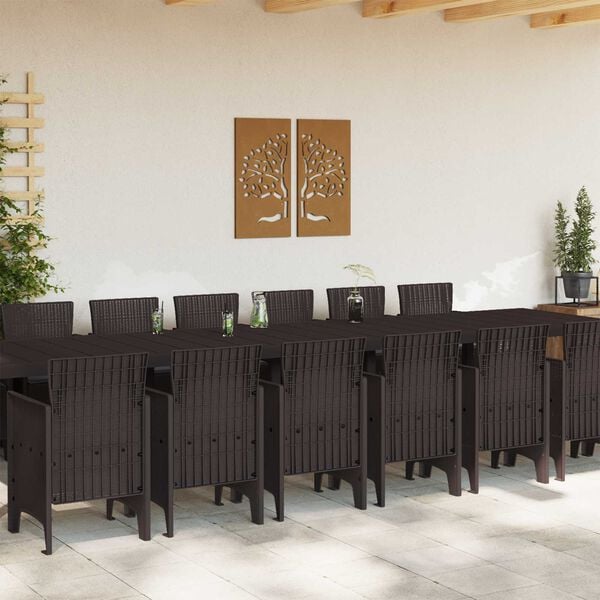 vidaXL Ensemble de salle &agrave; manger de jardin avec coussins 15 pcs PP