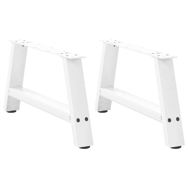 vidaXL Pieds de table basse en forme de A, 2 pi&egrave;ces, blanc, 60 x (30-31) cm, acier