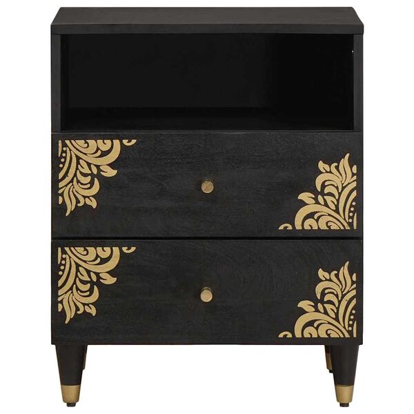 vidaXL Cabinet de chevet Noir 50 x 33 x 62 cm Bois de mangue massif