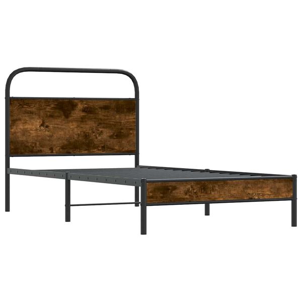 vidaXL Cadre de lit sans matelas 100x200 cm ch&ecirc;ne fum&eacute; bois ing&eacute;nierie