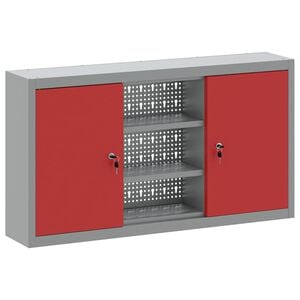 vidaXL Armoire &agrave; outils avec &eacute;tag&egrave;re Rouge et Gris 100 x 20 x 55 cm