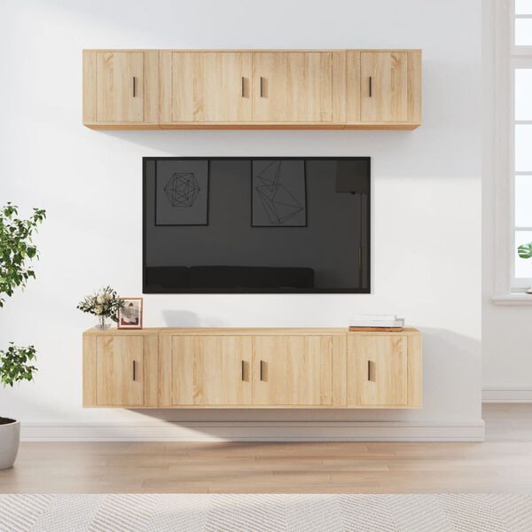 vidaXL Ensemble de meubles TV 6 pcs Ch&ecirc;ne sonoma Bois d'ing&eacute;nierie