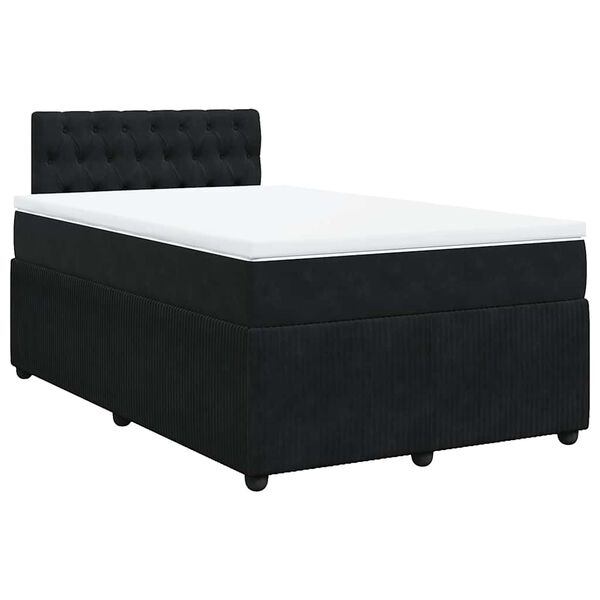 vidaXL Sommier &agrave; lattes de lit avec matelas noir 120x190 cm velours