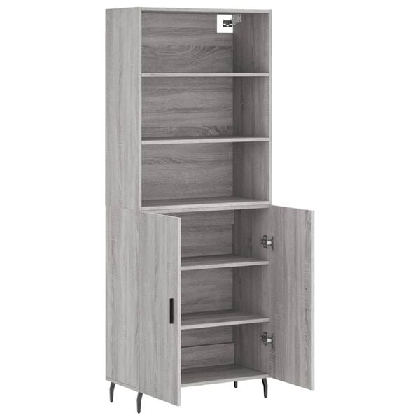 vidaXL Buffet haut Sonoma gris 69,5x34x180 cm Bois d'ing&eacute;nierie