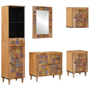 vidaXL Ensemble de mobilier de salle de bain 5 pc Naturel
