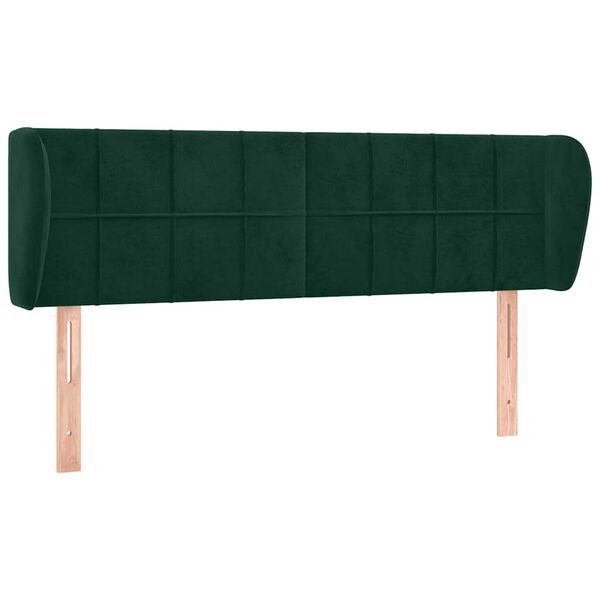 vidaXL T&ecirc;te de lit avec oreilles Vert fonc&eacute; 147x23x78/88 cm Velours