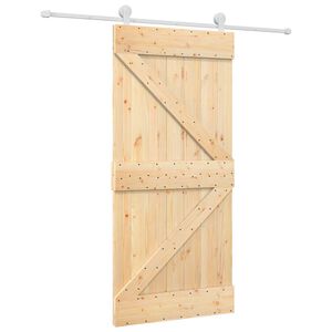 vidaXL Porte coulissante 95 x 210 cm Bois de pin massif (non trait&eacute;)