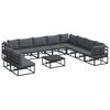 vidaXL Ensemble de canap&eacute; de jardin 11 pc Noir Aluminium