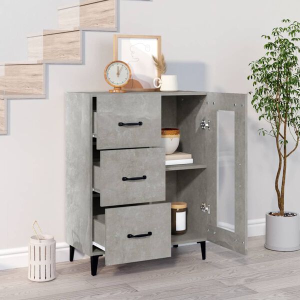 vidaXL Buffet gris béton 69,5x34x90 cm bois d'ingénierie
