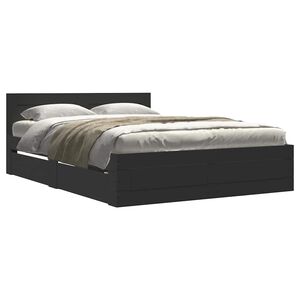 vidaXL Cadre de lit avec t&ecirc;te de lit sans matelas noir 140x200 cm