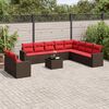 vidaXL Salon de jardin et coussins 11 pcs marron résine tressée