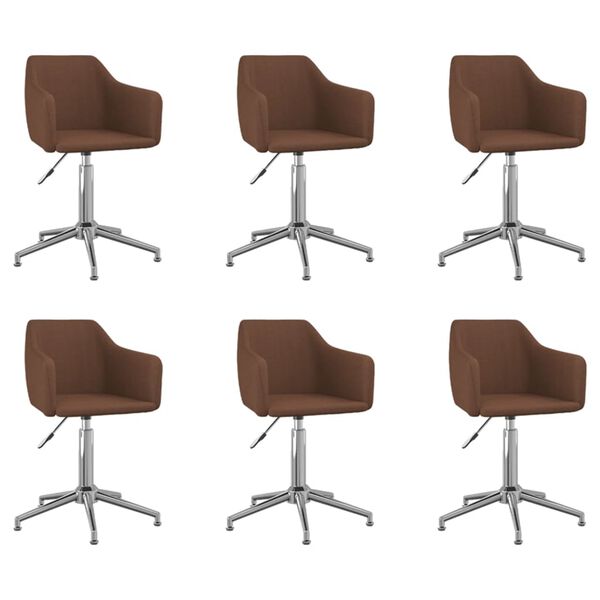 vidaXL Chaises pivotantes &agrave; manger lot de 6 marron tissu