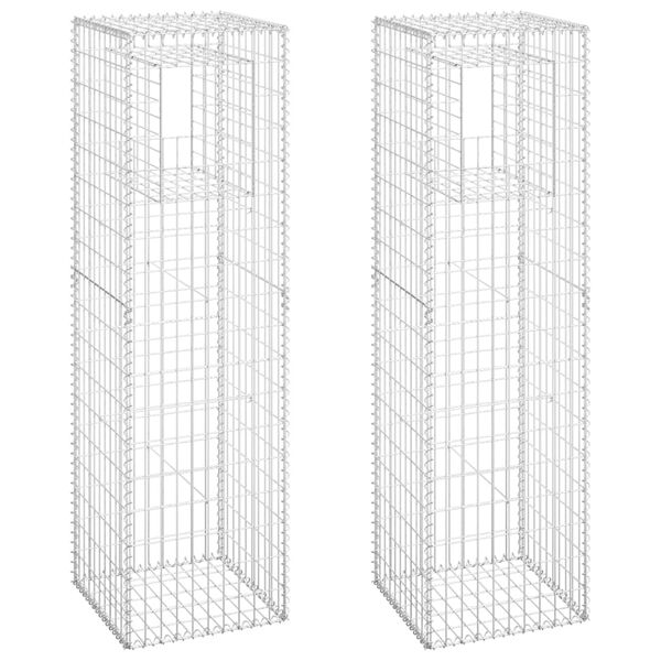 vidaXL Poteaux à panier de gabion 2 pcs 50x50x180 cm Fer