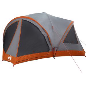 vidaXL Tente familiale 10 personnes Gris et orange 460 x 430 x 214 cm