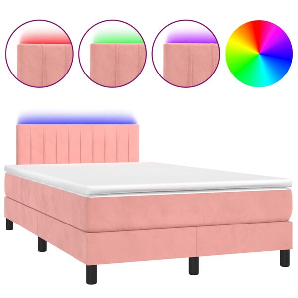 vidaXL Sommier &agrave; lattes de lit avec matelas et LED Rose 120x200cm