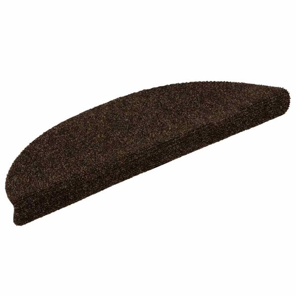 vidaXL Tapis d'escalier auto-adh&eacute;sifs 10 pi&egrave;ces 56 x 17 x 3 cm Marron Demi-rond