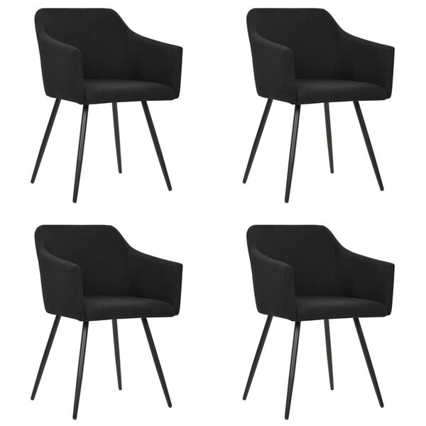 vidaXL Chaises &agrave; manger lot de 4 noir tissu