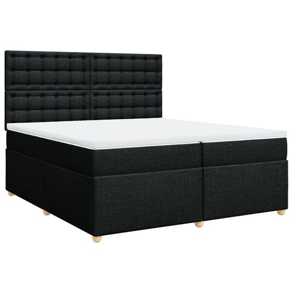 vidaXL Sommier &agrave; lattes de lit avec matelas Noir 200x200 cm Tissu