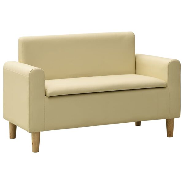 vidaXL Canap&eacute; &agrave; 2 places pour enfants Blanc cr&egrave;me Similicuir