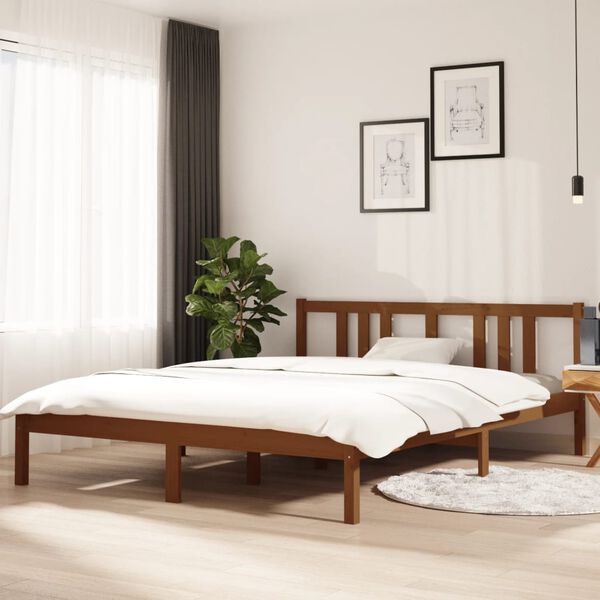 vidaXL Cadre de lit sans matelas marron miel bois massif 150x200 cm