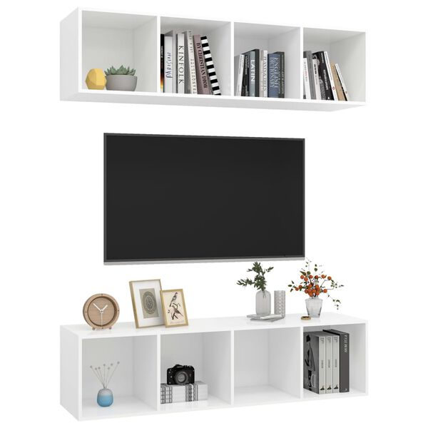 vidaXL Meubles TV muraux 2 pcs Blanc Bois d'ing&eacute;nierie