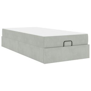 vidaXL Cadre de lit avec matelas avec matelas 2 pcs Gris clair Velours