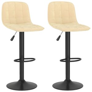 vidaXL Tabourets de bar lot de 2 cr&egrave;me velours