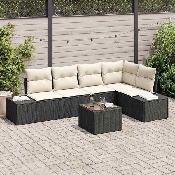 vidaXL Ensemble de canapé de jardin 6 pcs Noir polyrotin
