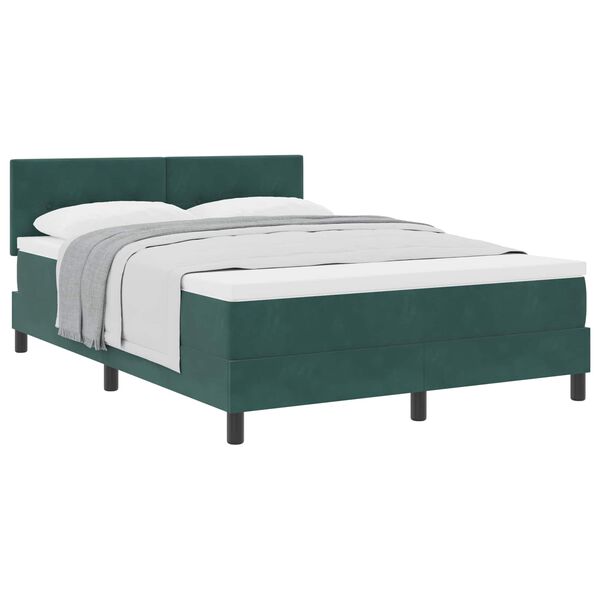 vidaXL Lit &agrave; ressorts avec matelas Vert fonc&eacute; 140 x 200 cm Velours