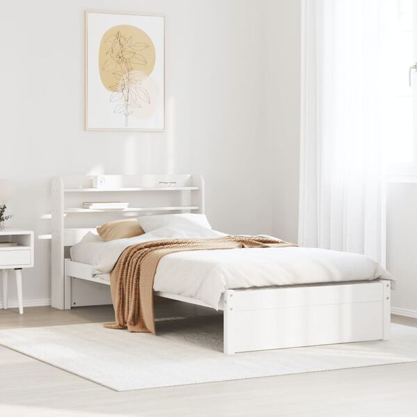 vidaXL Cadre de lit avec t&ecirc;te de lit sans matelas blanc 90x200 cm