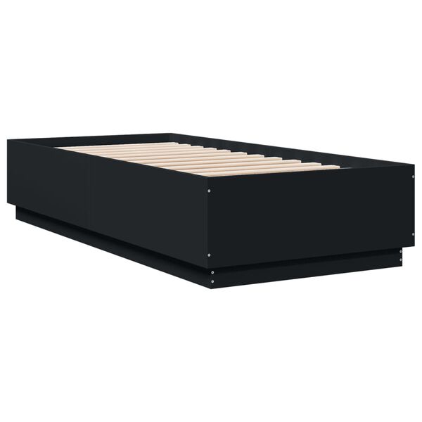 vidaXL Cadre de lit avec LED sans matelas noir 100x200 cm