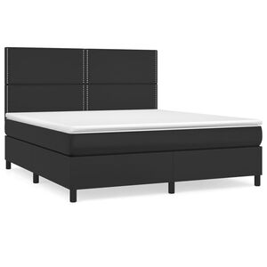 vidaXL Sommier &agrave; lattes de lit avec matelas Noir 180x200 cm Similicuir