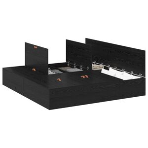 vidaXL Cadre de lit avec rangement Ch&ecirc;ne noir 200 x 200 cm