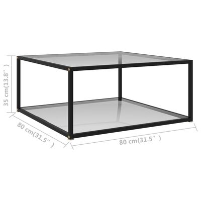 vidaXL Table basse Transparent 80x80x35 cm Verre trempé