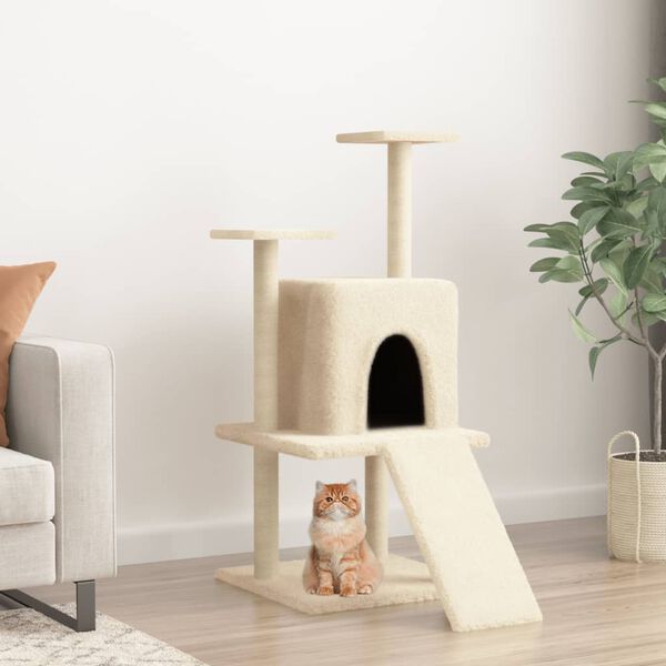 vidaXL Arbre à chat avec griffoirs en sisal crème 110 cm