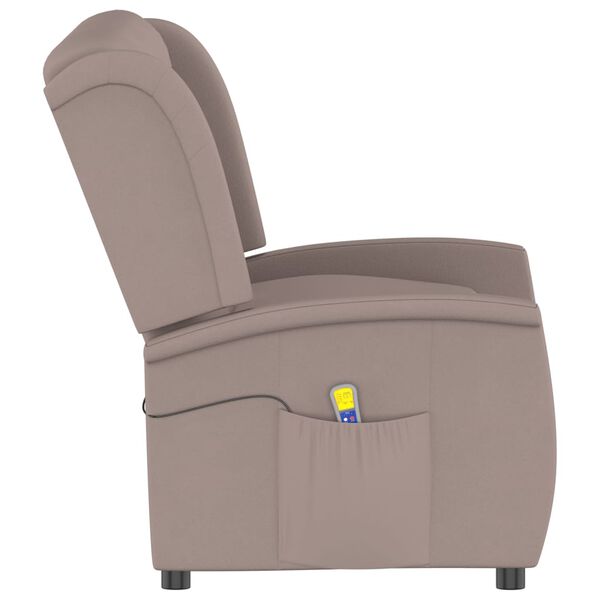 vidaXL Fauteuil de massage inclinable 3 places taupe tissu microfibre