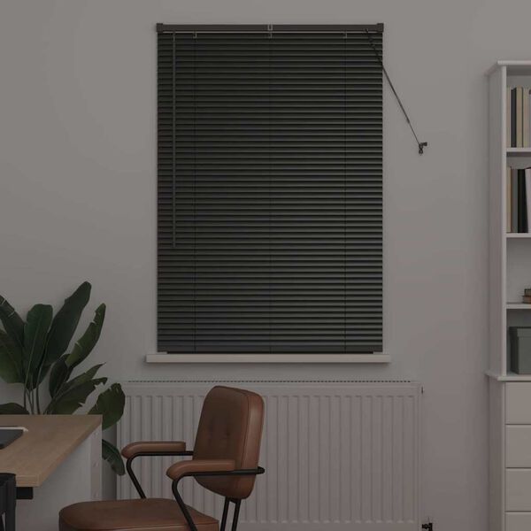 vidaXL Store de Fenêtre avec des rideaux Noir Aluminium