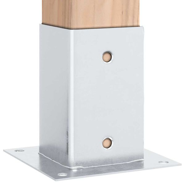 vidaXL Bases de poteau carrées 4 pcs argent 81x81 mm acier galvanisé